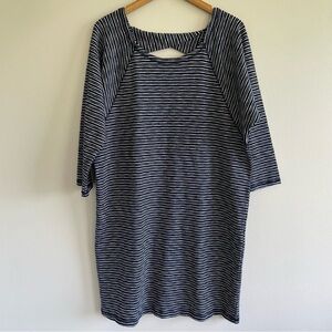 T By Talbots Navy & White Striped Midi Dress Size Large